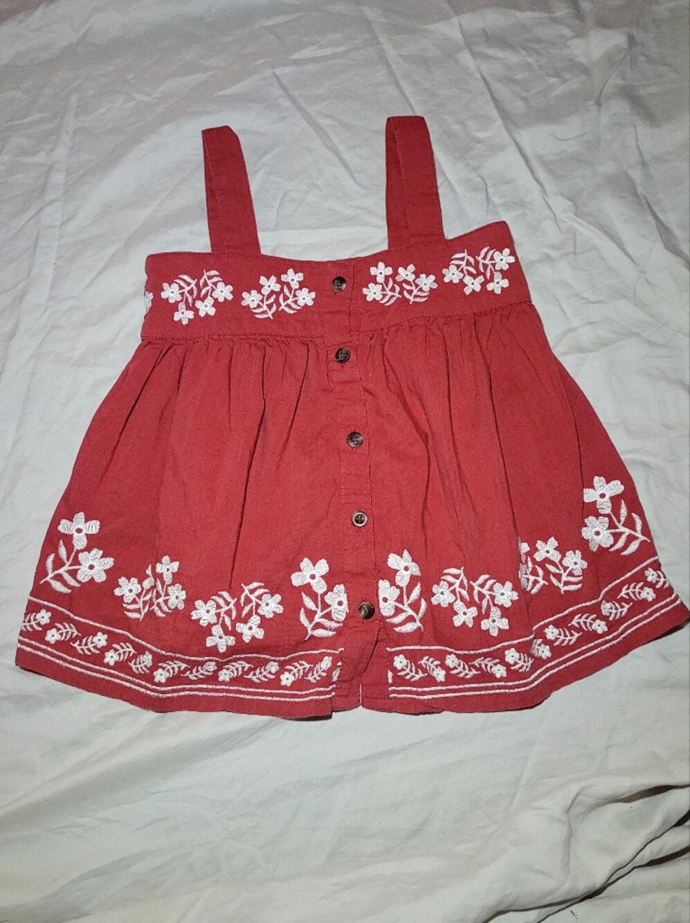 Old Navy Red Embroidered Button-Front Mini Skirt